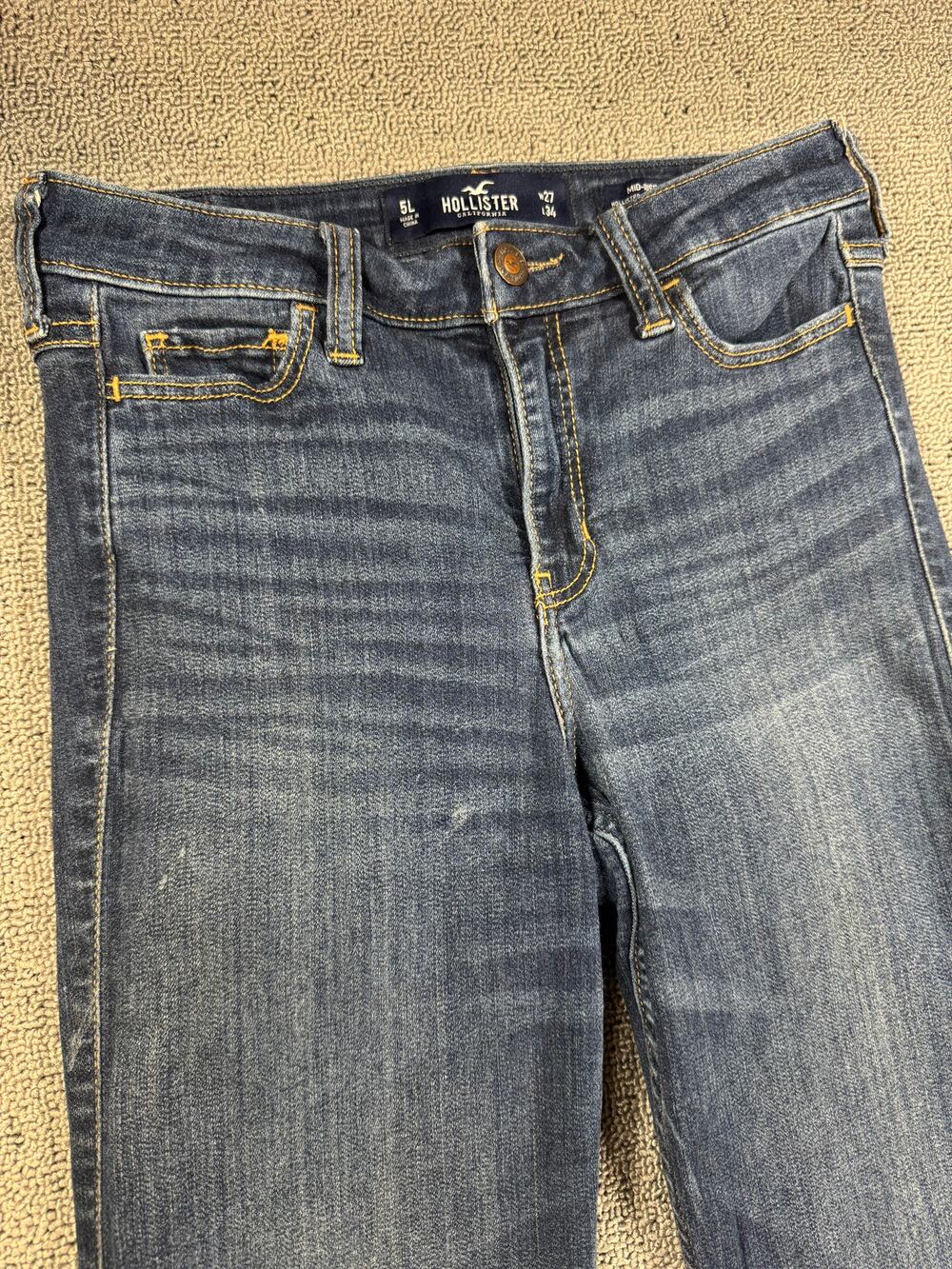 Hollister Women's 5L W27 L34 Mid Rise Bootcut Jeans Dark Wash Stretch Denim